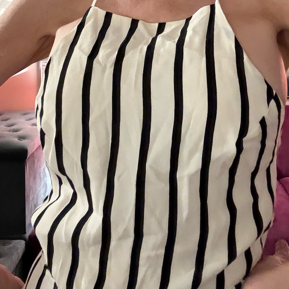 Forever 21 Black and White Striped Jumpsuit